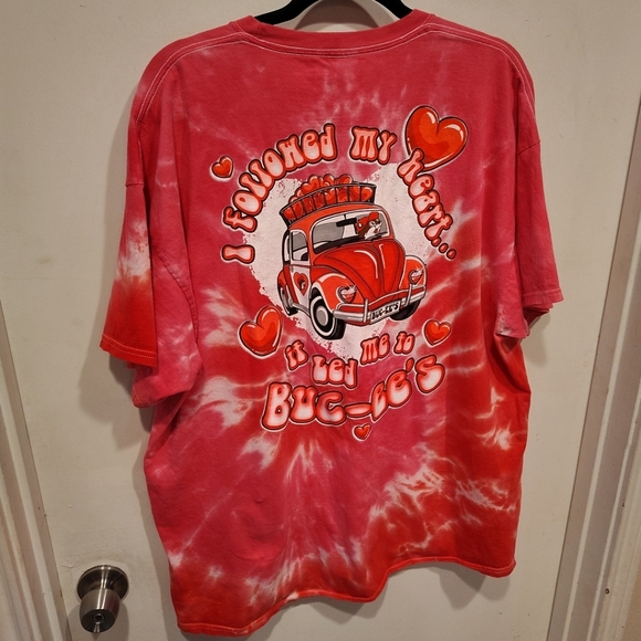 Buc-ee's My Heart Led Me Pink Tie Dye Graphic T-shirt Sz 2XL Casual Summer Beach - Picture 6 of 6